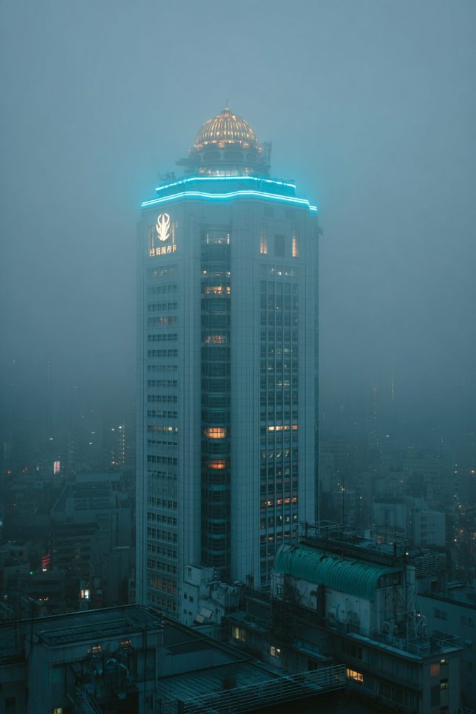 Skyscrapers with Neon-lit Rooftop Designs AI Artwork 8