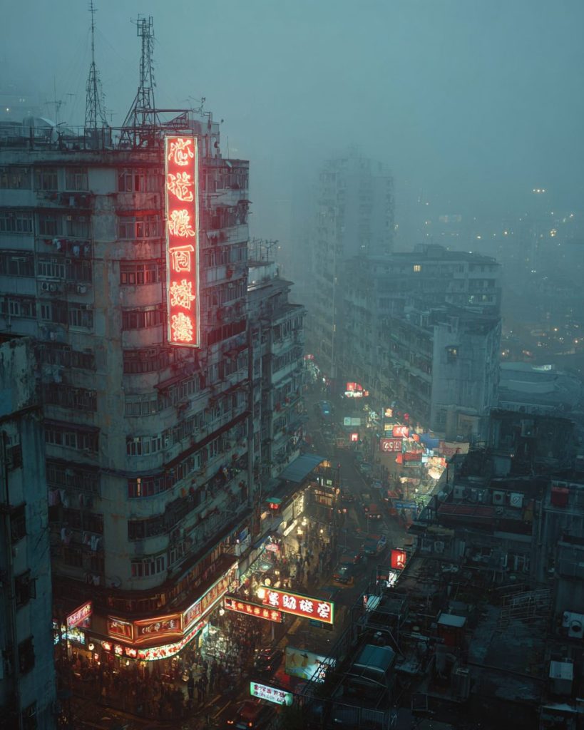 Vivid Neon Signs of Hong Kong City AI Artwork 4