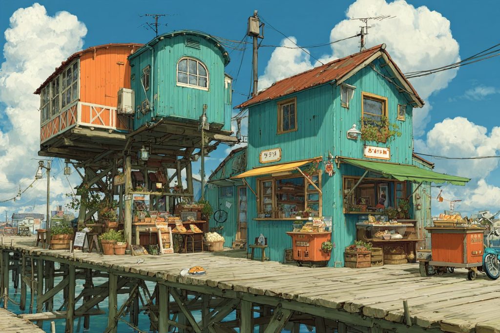 Whimsical Tall Houses and Shops - Anime Vibes AI Artwork 11