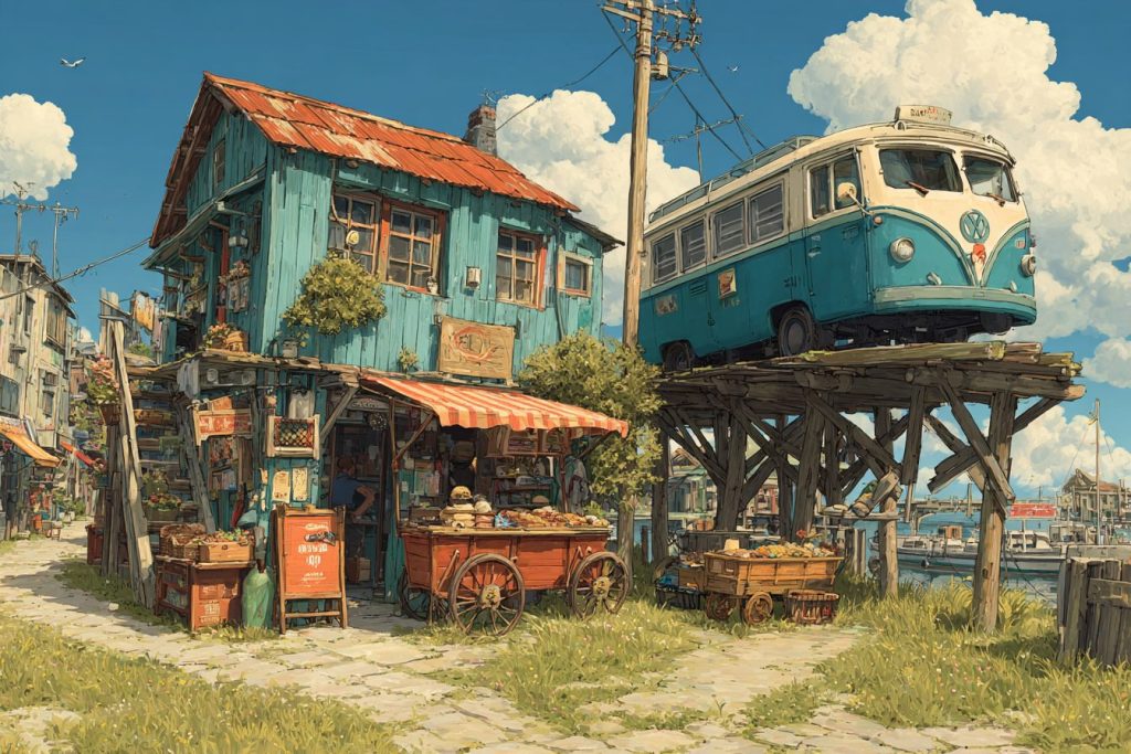 Whimsical Tall Houses and Shops - Anime Vibes AI Artwork 12