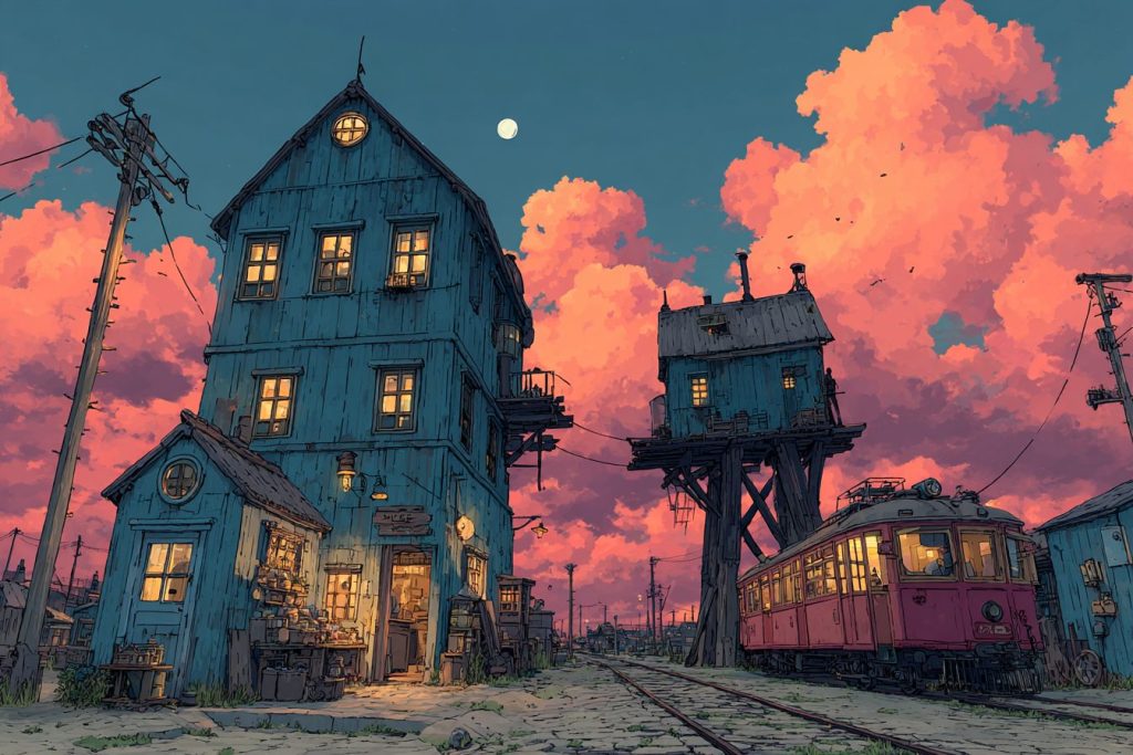 Whimsical Tall Houses and Shops - Anime Vibes AI Artwork 14
