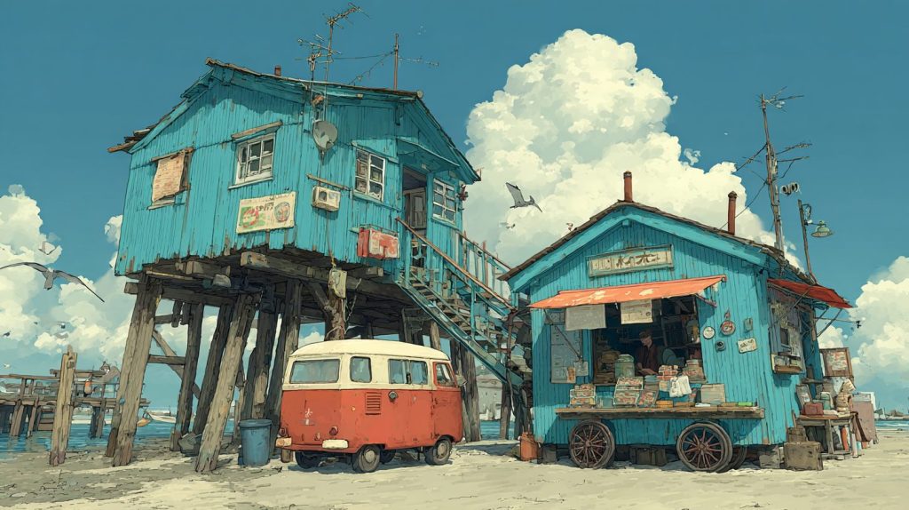 Whimsical Tall Houses and Shops - Anime Vibes AI Artwork 16