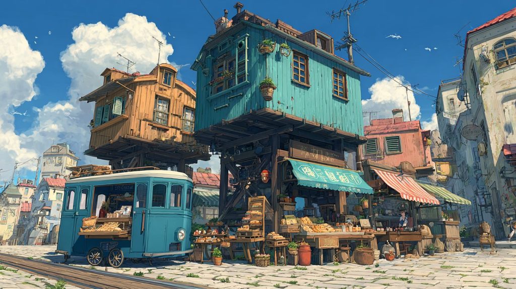Whimsical Tall Houses and Shops - Anime Vibes AI Artwork 19