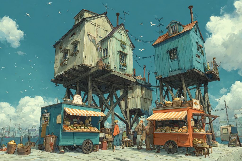 Whimsical Tall Houses and Shops - Anime Vibes AI Artwork 20