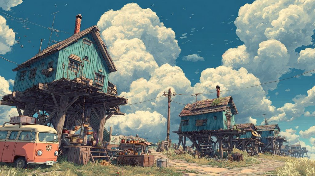 Whimsical Tall Houses and Shops - Anime Vibes AI Artwork 21