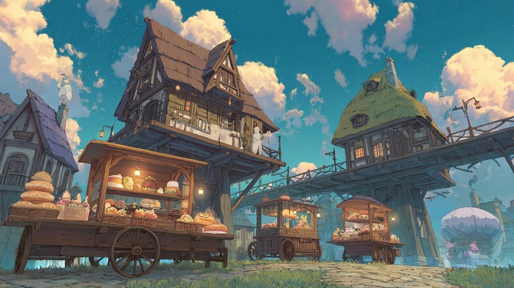Whimsical Tall Houses and Shops - Anime Vibes AI Artwork 22