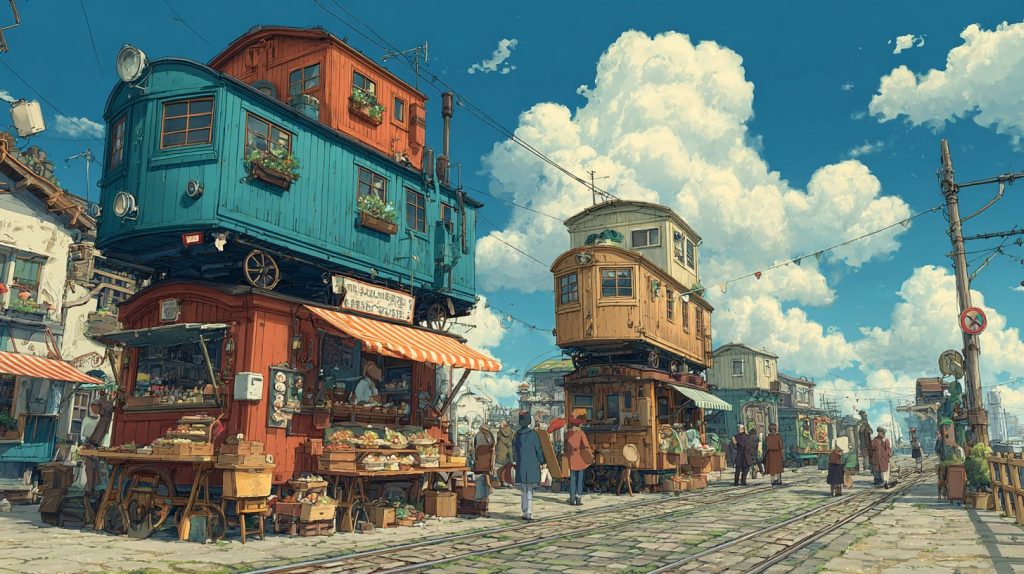 Whimsical Tall Houses and Shops - Anime Vibes AI Artwork 23