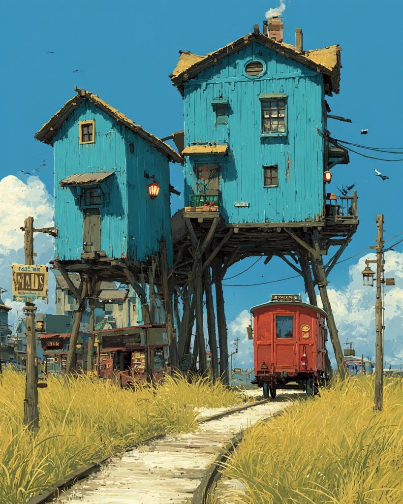 Whimsical Tall Houses and Shops - Anime Vibes AI Artwork 3