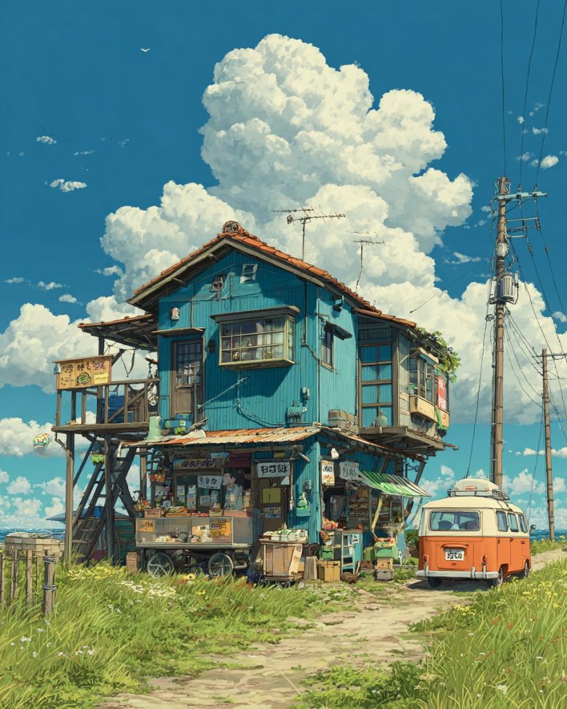 Whimsical Tall Houses and Shops - Anime Vibes AI Artwork 4