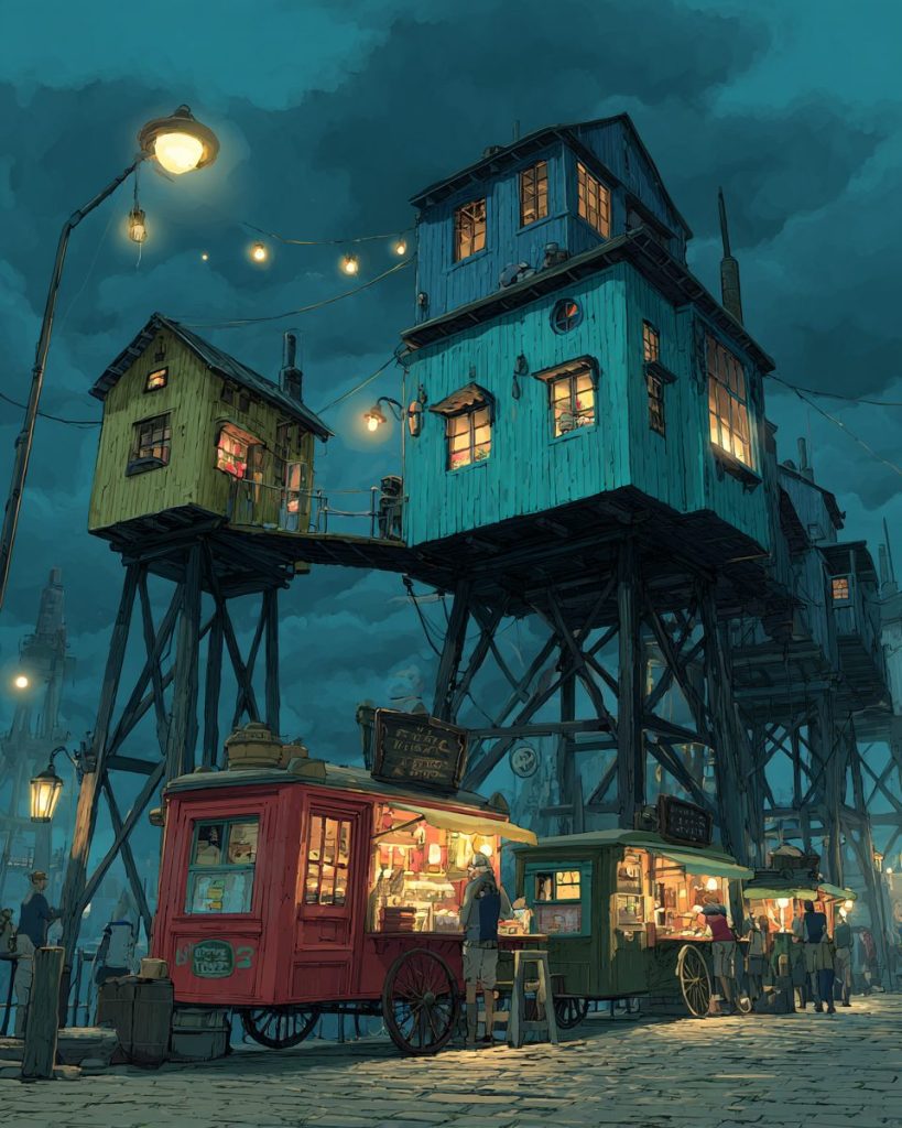 Whimsical Tall Houses and Shops - Anime Vibes AI Artwork 5