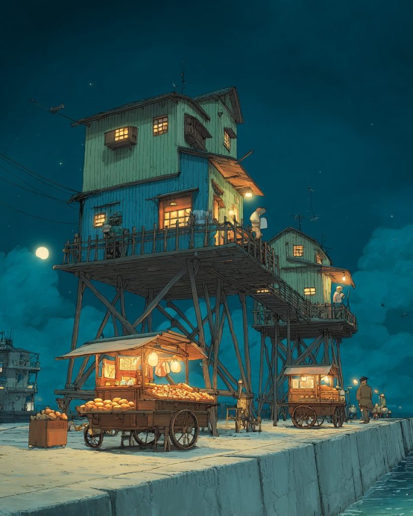 Whimsical Tall Houses and Shops - Anime Vibes AI Artwork 7