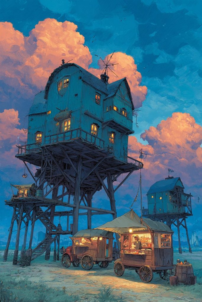 Whimsical Tall Houses and Shops - Anime Vibes AI Artwork 8