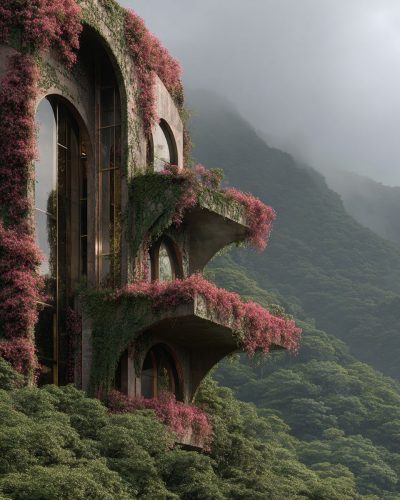 Buildings Camouflage in Nature AI Artwork