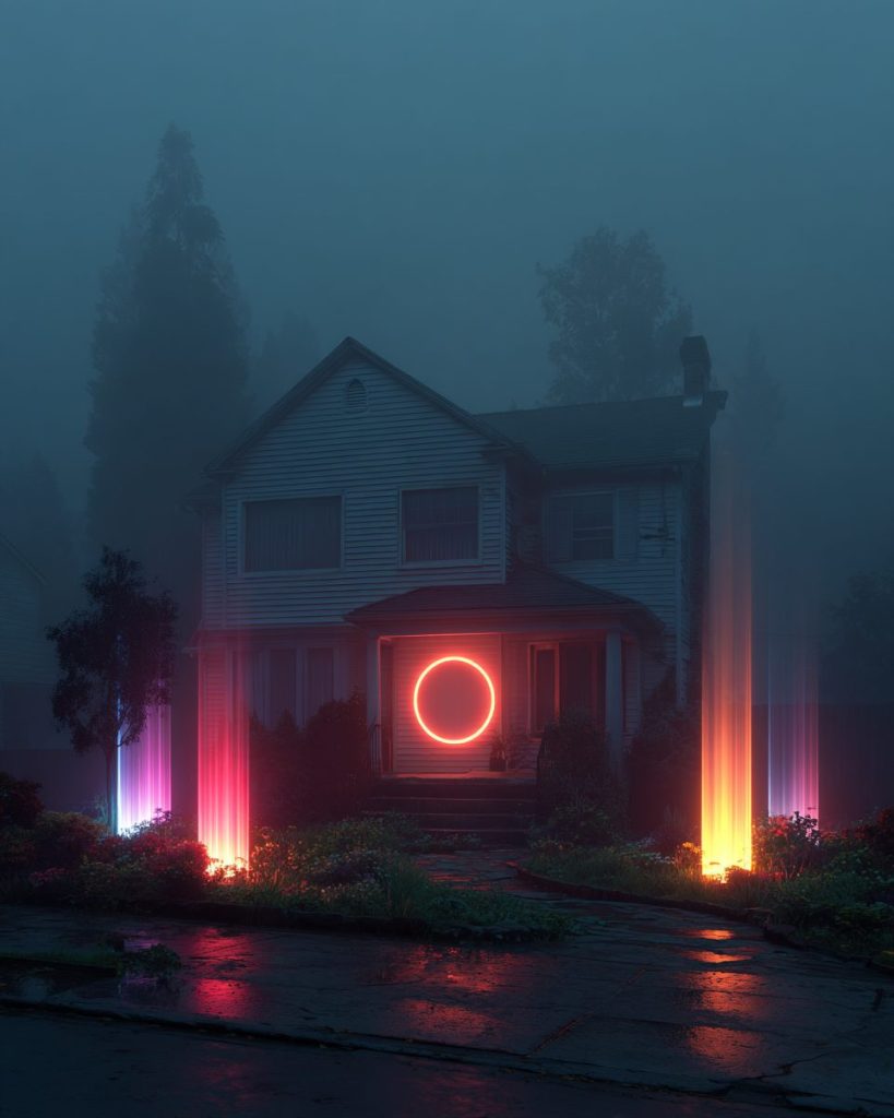 Contemporary House Exteriors with Neon Lighting AI Artwork 2