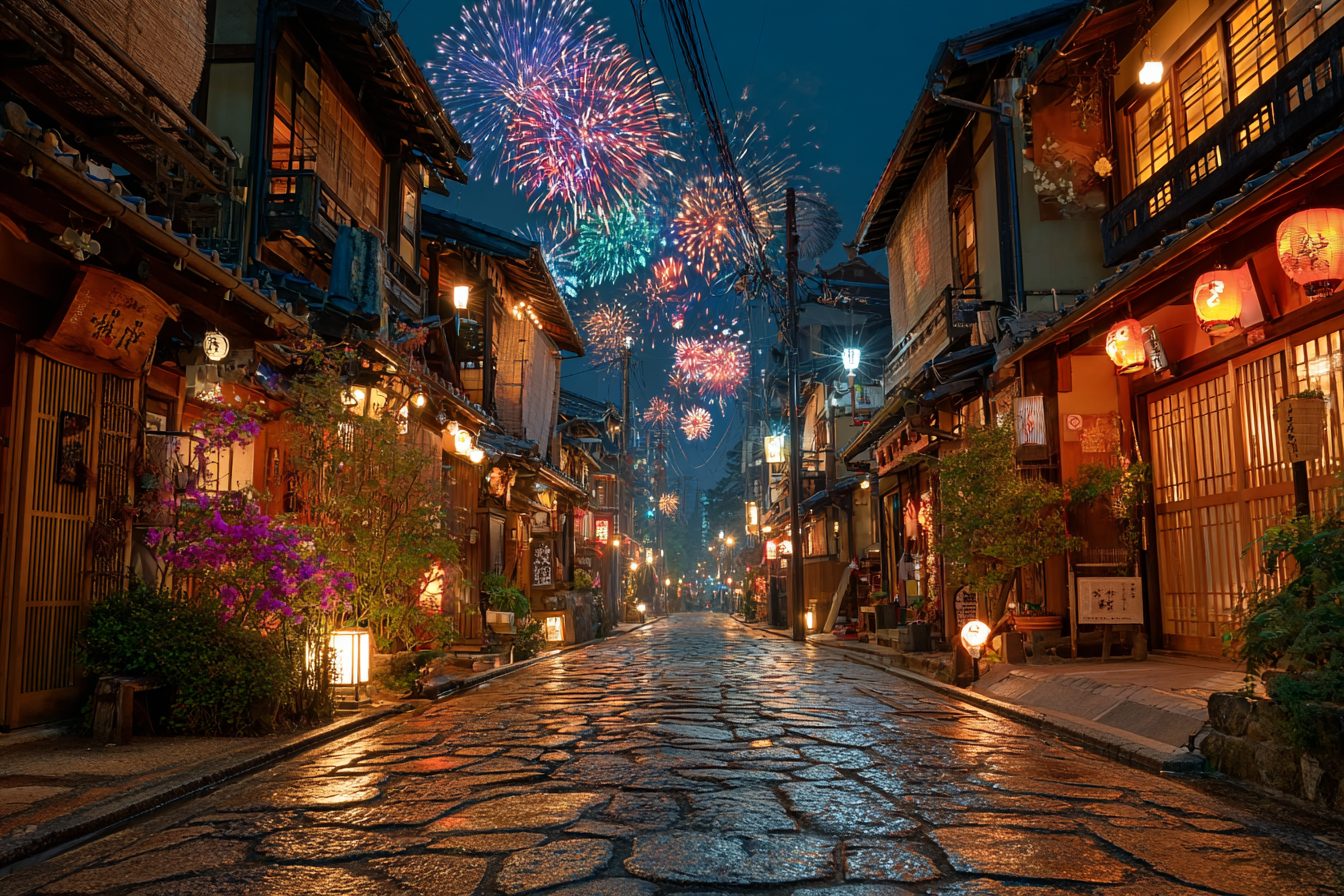 Old Japanese Towns With Fireworks Displays old-japanese-towns-with-fireworks-displays