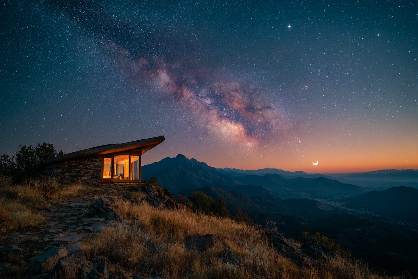 Small Rustic Modern Houses with Amazing Night Skies