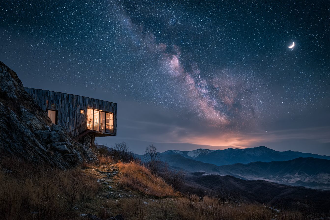 Small Rustic Modern Houses with Amazing Night Skies