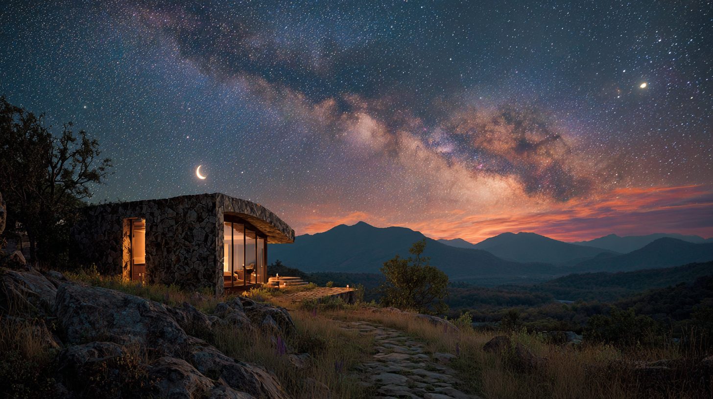 Small Rustic Modern Houses with Amazing Night Skies
