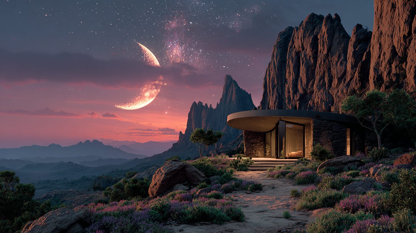 Small Rustic Modern Houses with Amazing Night Skies