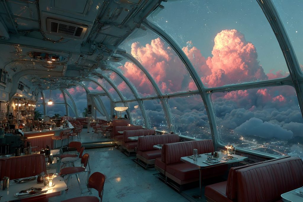 The Futuristic Diners in the Sky AI Artwork 11