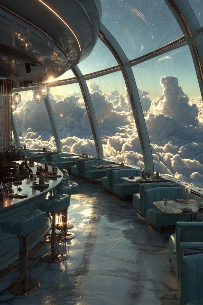 The Futuristic Diners in the Sky AI Artwork 3