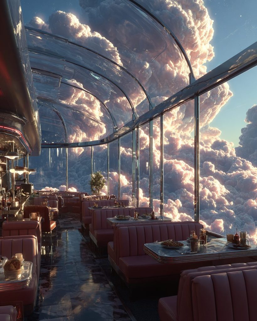 The Futuristic Diners in the Sky AI Artwork 4
