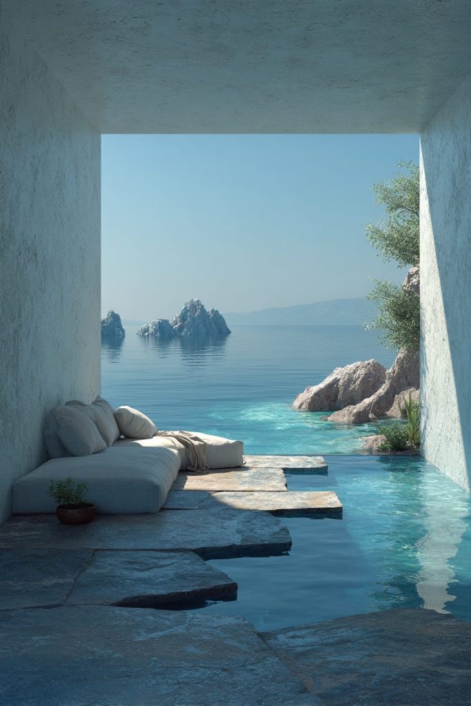 Waterfront Homes very close to the Sea AI Artwork 2