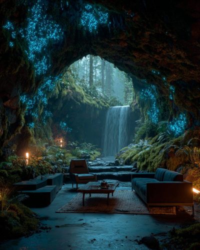 Cave Interior Sitting Areas to Enjoy Peace AI Artwork