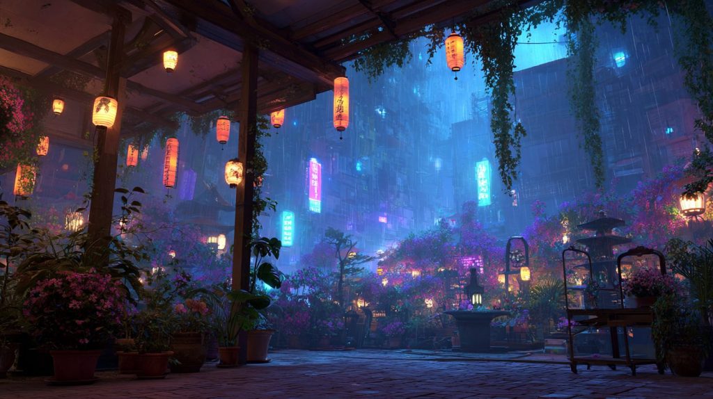 Colorful Neon Lanterns - Cyberpunk Vibes AI Artwork 12