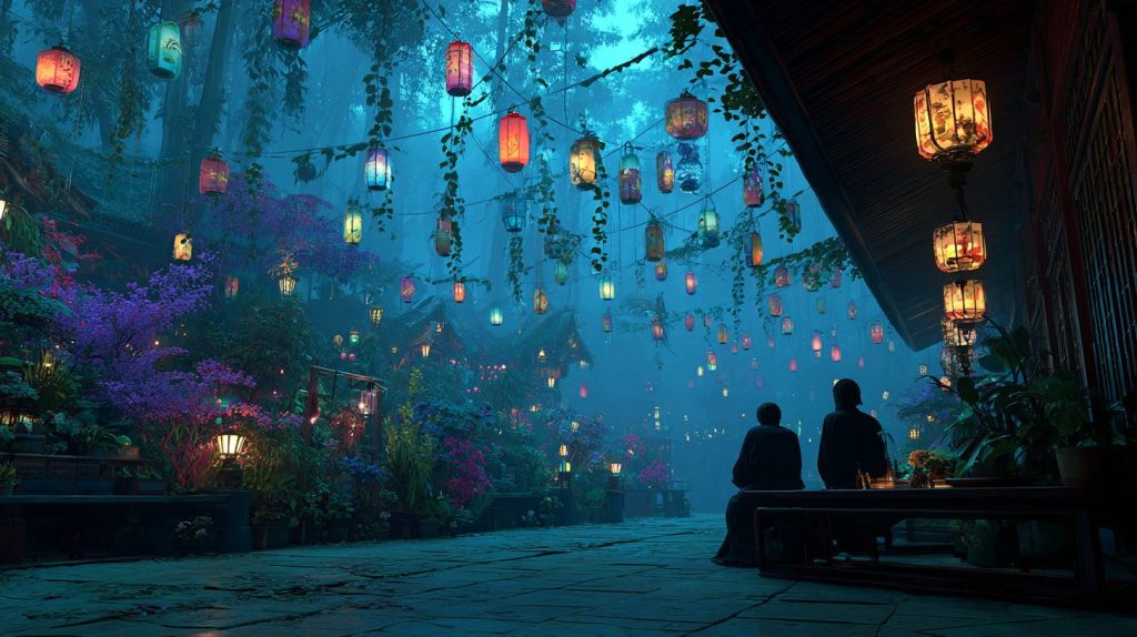 Colorful Neon Lanterns - Cyberpunk Vibes AI Artwork 6