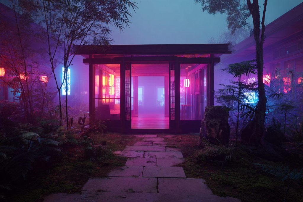 Colorful Neon Lanterns - Cyberpunk Vibes AI Artwork 8