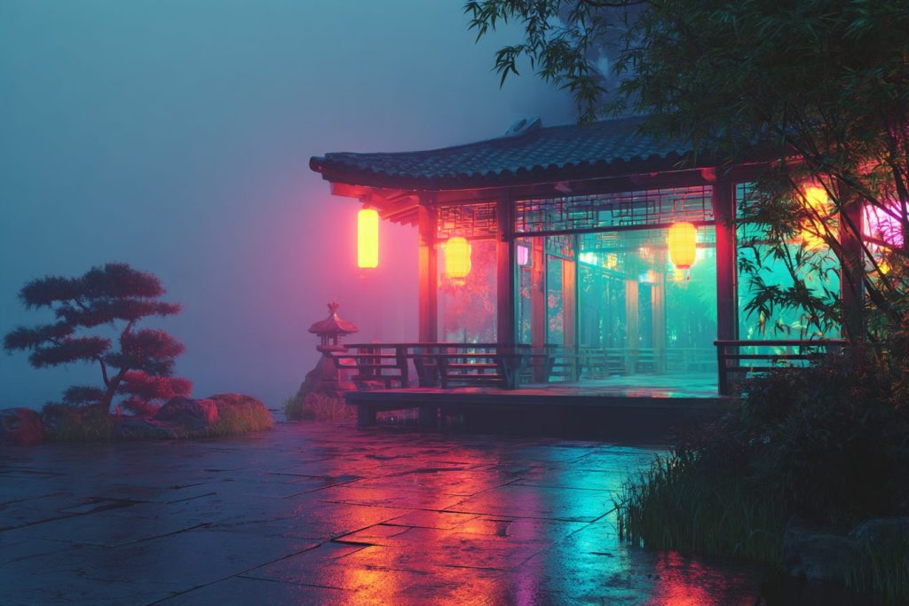 Colorful Neon Lanterns - Cyberpunk Vibes AI Artwork 9