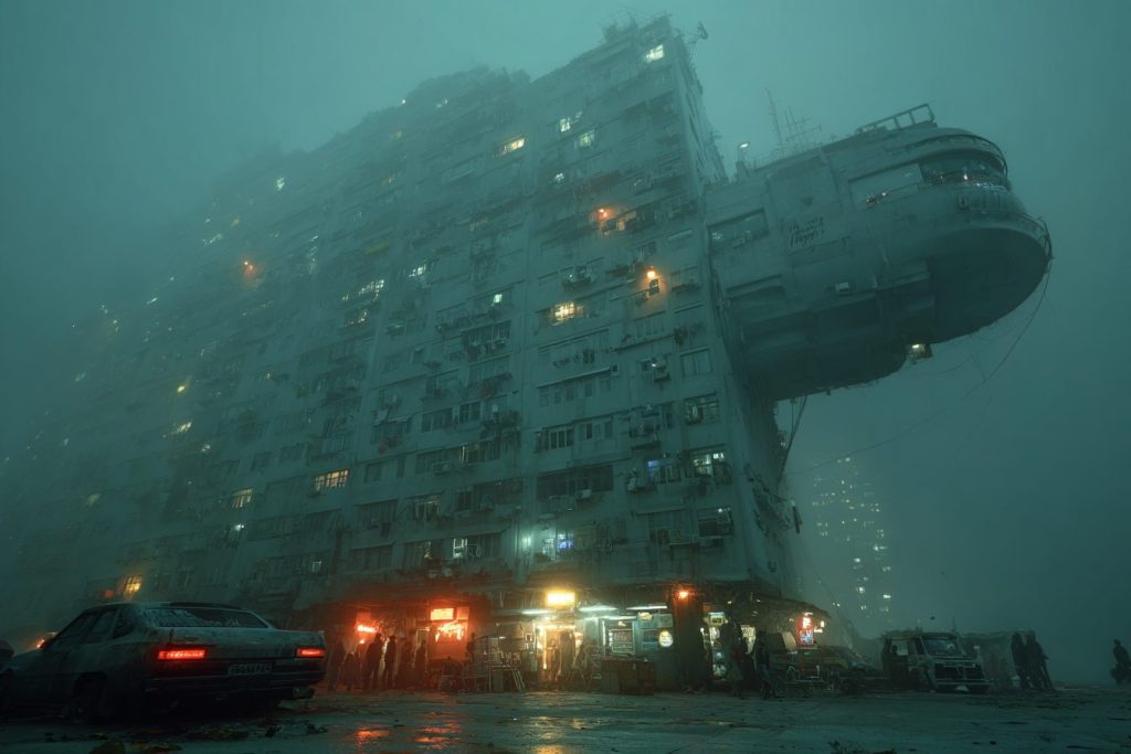 Cyberpunk Dystopian Commercial Buildings AI Artwork 16