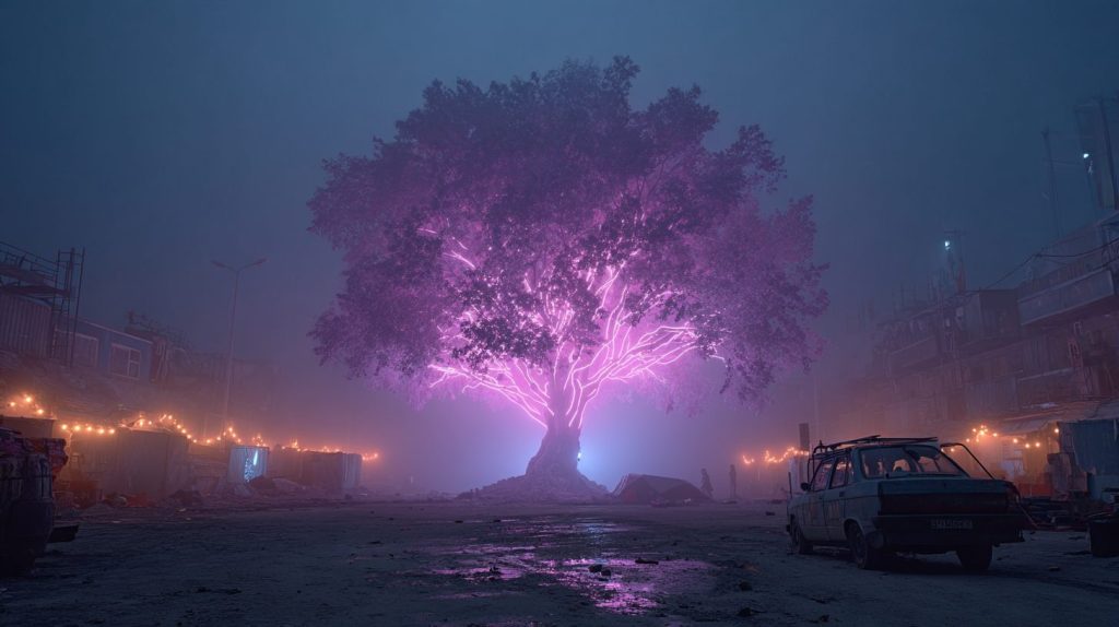 Emergence of the Mysterious Energy Trees AI Artwork 10