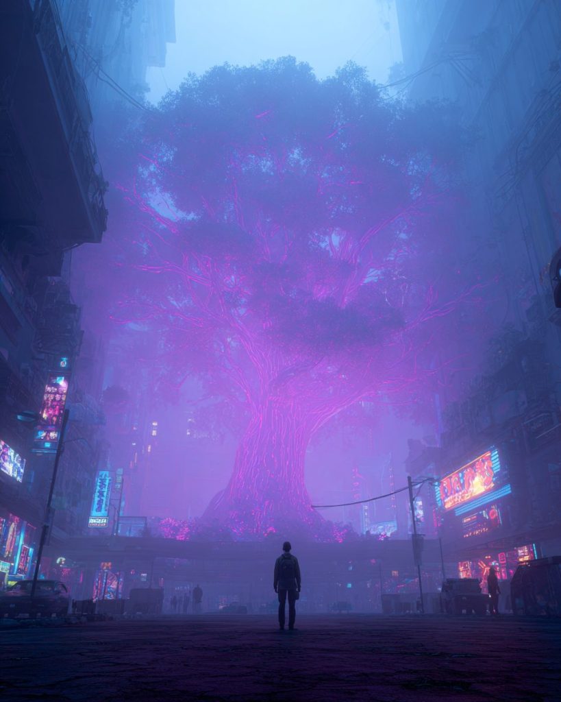 Emergence of the Mysterious Energy Trees AI Artwork 2