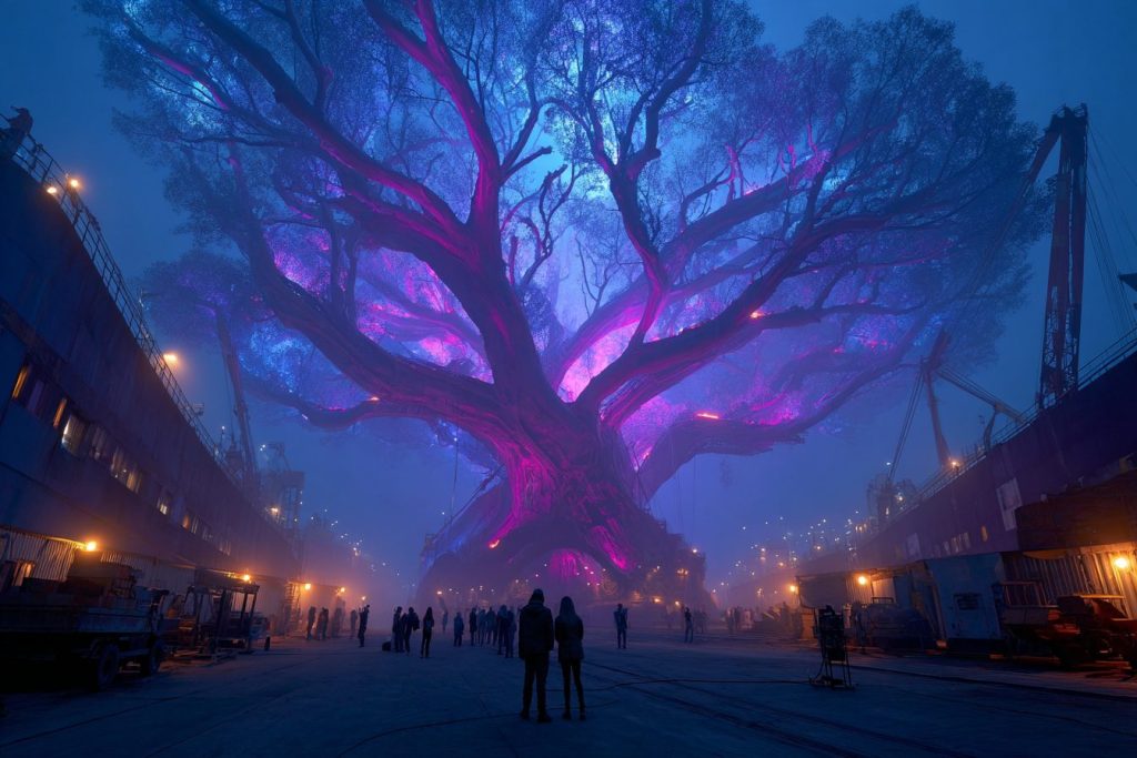 Emergence of the Mysterious Energy Trees AI Artwork 4