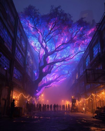Emergence of the Mysterious Energy Trees AI Artwork