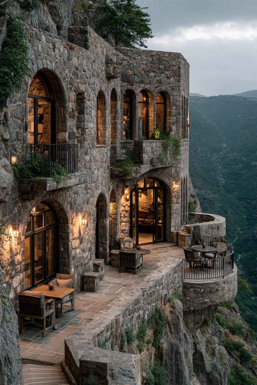 Hillside Stone Balconies and their Views