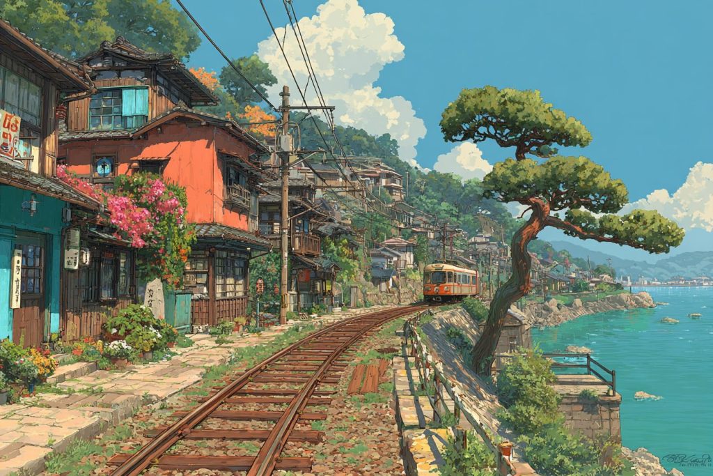 Houses by the Railways - Anime-Vibes AI Artwork 10