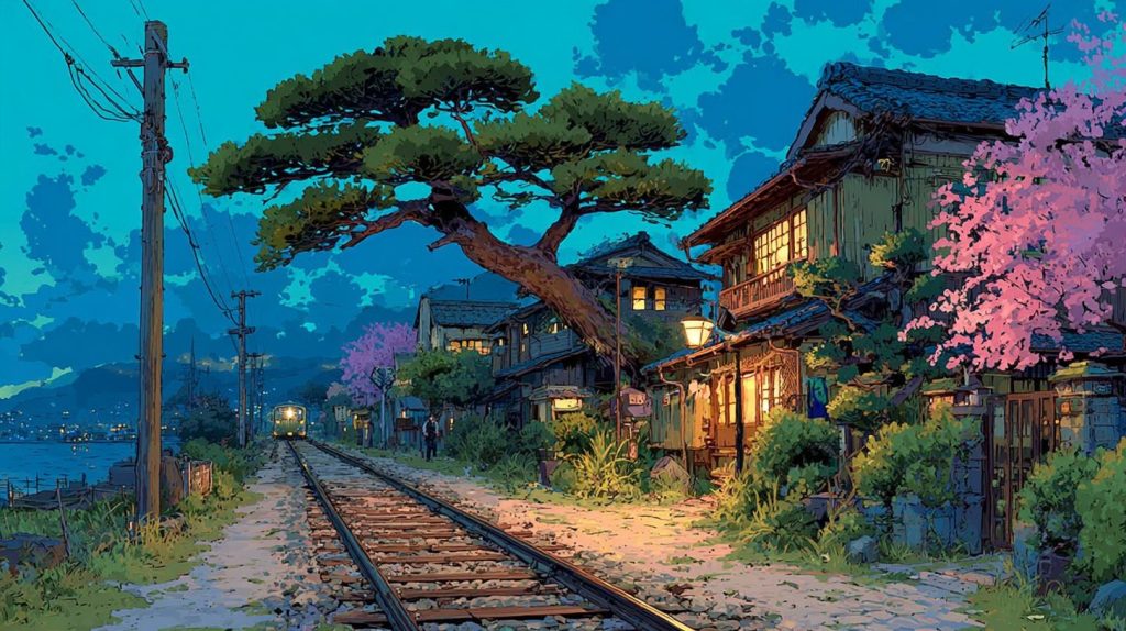 Houses by the Railways - Anime-Vibes AI Artwork 11