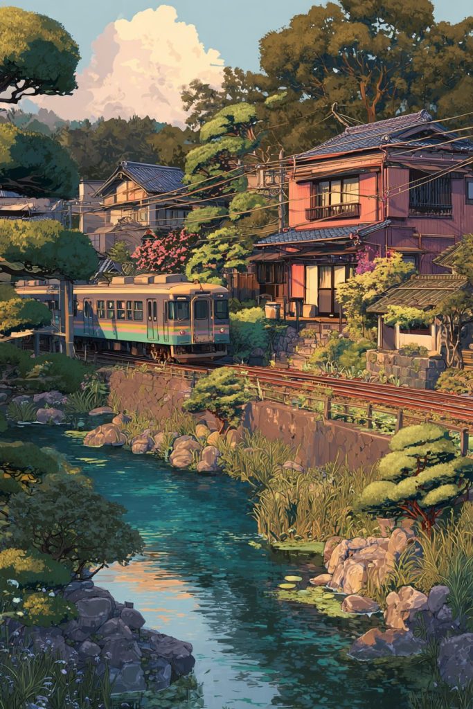 Houses by the Railways - Anime-Vibes AI Artwork 5