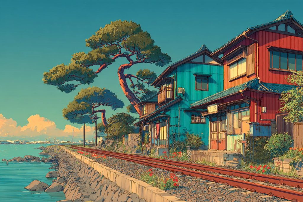 Houses by the Railways - Anime-Vibes AI Artwork 7
