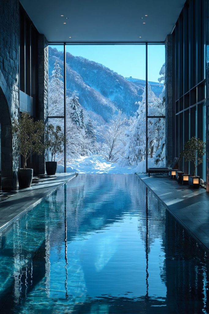 Infinity Pools with Snow-Covered Landscape Views 10