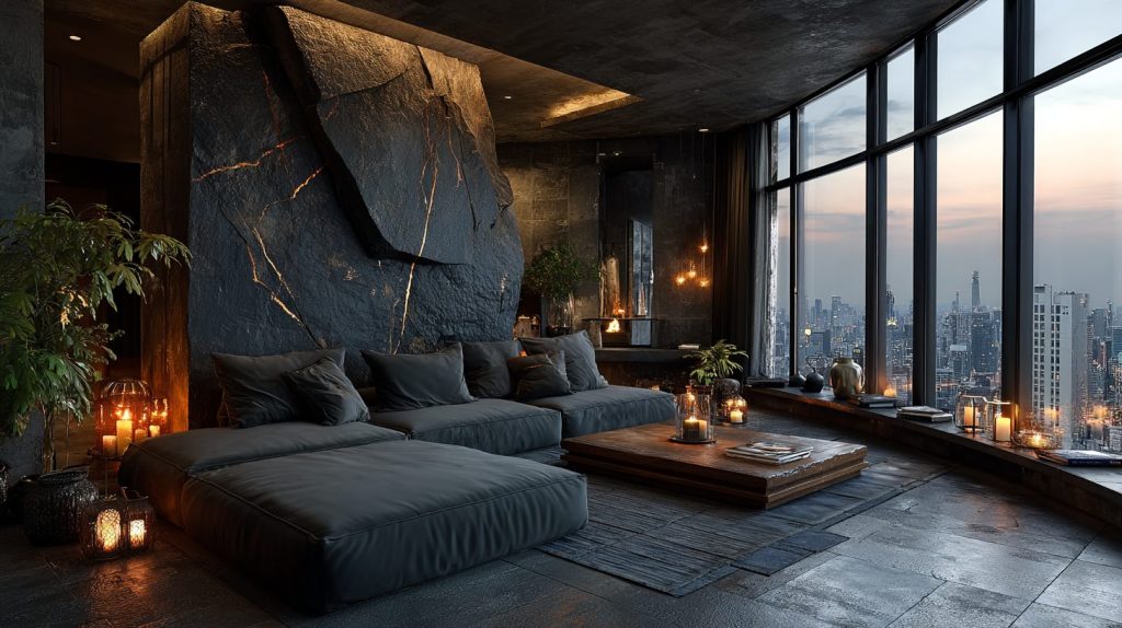 Luxury Penthouses with Kintsugi Wall Designs AI Artwork 10