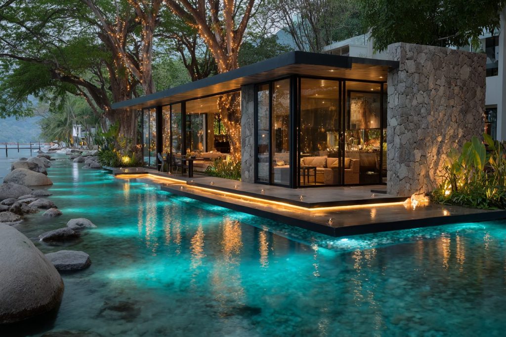 Modern Houses on the Seawater Surface AI Artwork 9