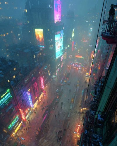 The Colorful Neon Cityscapes AI Artwork