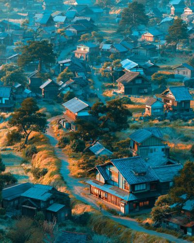 The Landscapes of Japanese Towns AI Artwork