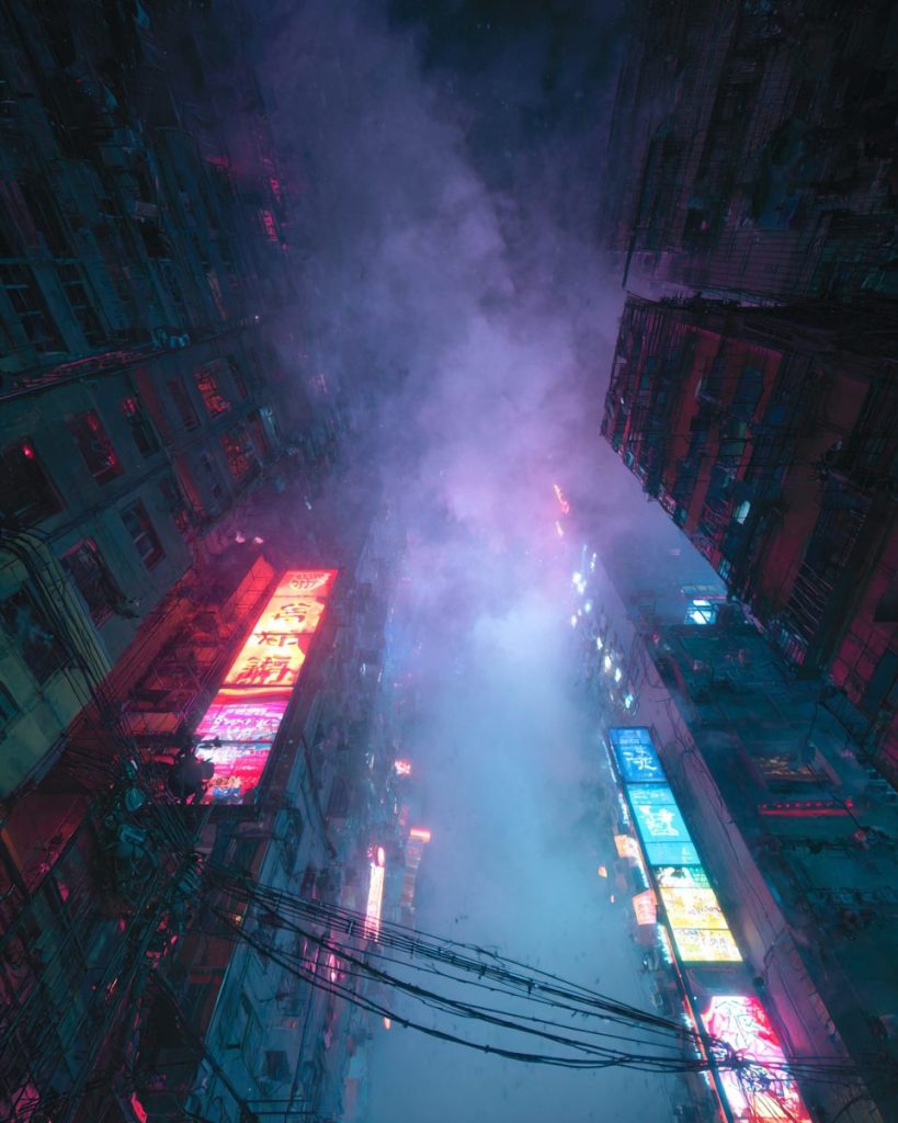 The Tall Buildings of Cyberpunk City AI Artwork 2