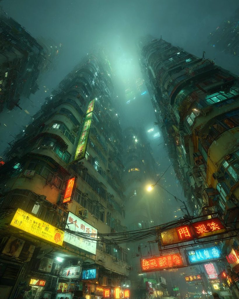 The Tall Buildings of Cyberpunk City AI Artwork 4