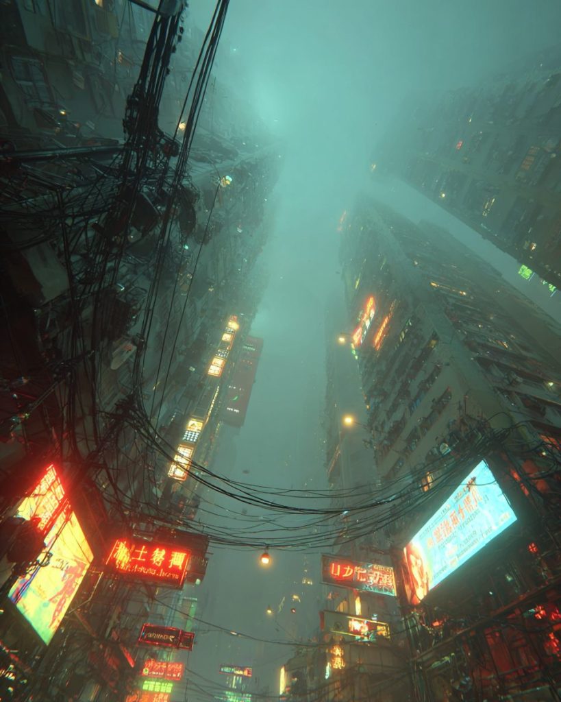 The Tall Buildings of Cyberpunk City AI Artwork 5